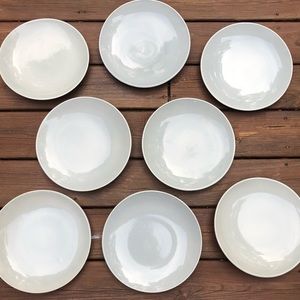 Gray pottery 10" dinner plates 8-pc antique dining plates Vintage 1960s